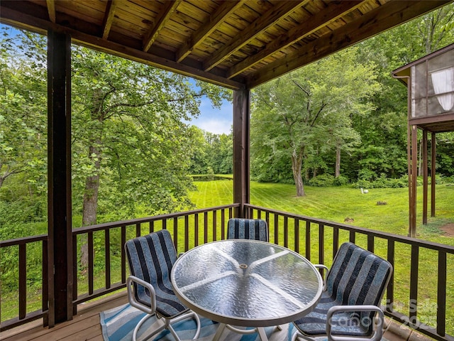 128 View De Lake Dr, Etowah, NC 28729 - deck with outdoor dining area and a yard