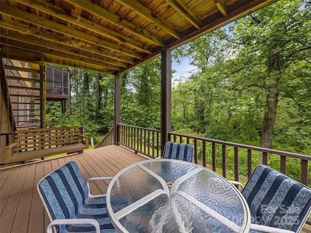 128 View De Lake Dr, Etowah, NC 28729 - wooden deck featuring outdoor dining area