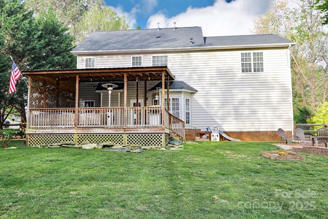 111 Painted Bunting Dr, Troutman, NC 28166 - rear view of house with a lawn, a deck, and a patio