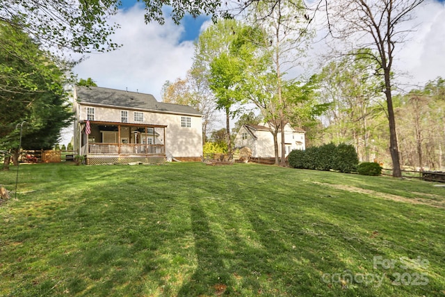 111 Painted Bunting Dr, Troutman, NC 28166 - view of green lawn with a deck