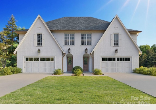 526 Greystone Rd, Charlotte, NC 28209 - view of front of home featuring concrete driveway, an attached garage, a front yard, and brick siding