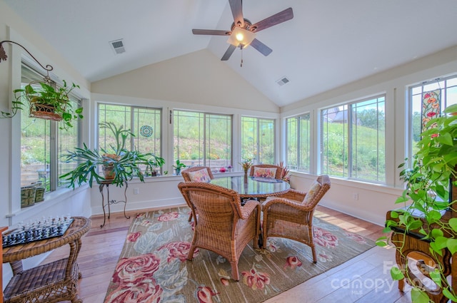 38 Westfield Way, Candler, NC 28715 - sunroom with wood-type flooring, a wooden deck, and high vaulted ceiling