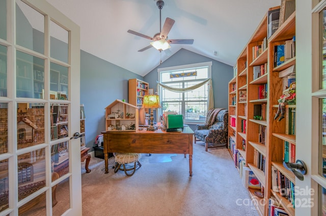 38 Westfield Way, Candler, NC 28715 - carpeted office space with vaulted ceiling and a ceiling fan