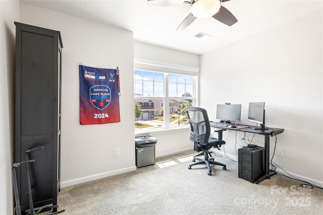6507 Revolutionary Trl, Charlotte, NC 28217 - carpeted home office with baseboards and ceiling fan