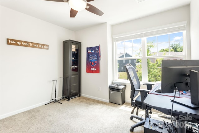 6507 Revolutionary Trl, Charlotte, NC 28217 - office with light carpet and ceiling fan