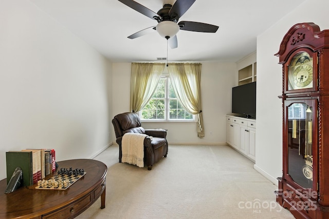 7014 Walton Heath Ln, Charlotte, NC 28277 - living area with ceiling fan and light colored carpet