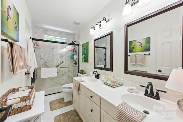 7014 Walton Heath Ln, Charlotte, NC 28277 - bathroom featuring a marble finish shower and double vanity