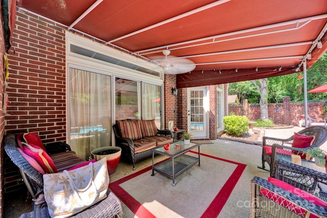7014 Walton Heath Ln, Charlotte, NC 28277 - view of patio / terrace with an outdoor living space and ceiling fan