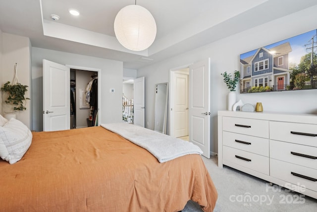 5008 Calvine Mill Way, Charlotte, NC 28205 - bedroom with light carpet, a tray ceiling, a spacious closet, and a closet