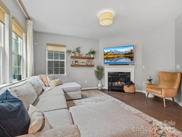 1008 Whipcord Dr, Waxhaw, NC 28173 - living area with a fireplace with flush hearth and wood finished floors