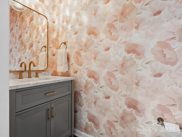 1008 Whipcord Dr, Waxhaw, NC 28173 - bathroom with vanity and wallpapered walls