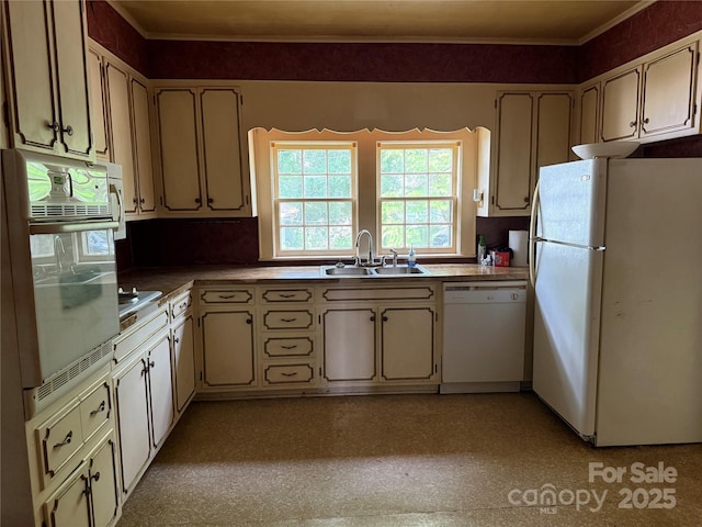 3985 1st Ave SW, Hickory, NC 28602 - kitchen with white appliances and crown molding