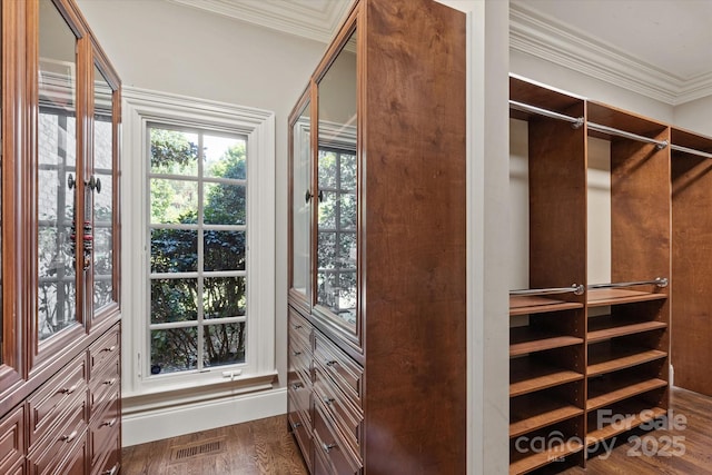 9110 Woodhall Lake Dr, Waxhaw, NC 28173 - walk in closet with dark wood-style flooring