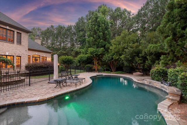 9110 Woodhall Lake Dr, Waxhaw, NC 28173 - view of swimming pool with a patio and view of scattered trees