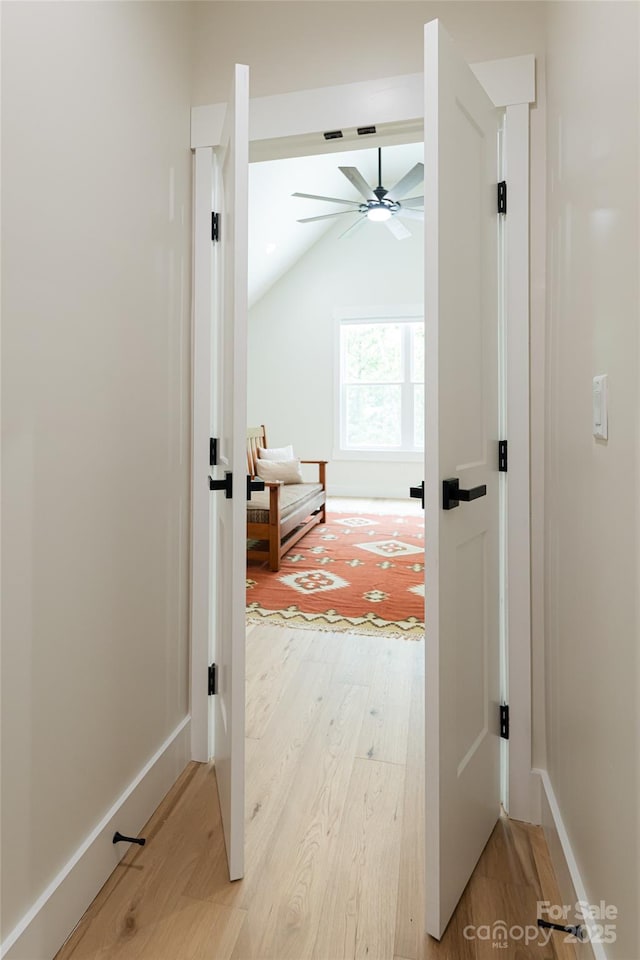 48 Falling Leaves Ln, Hendersonville, NC 28792 - hall with light wood-type flooring and lofted ceiling