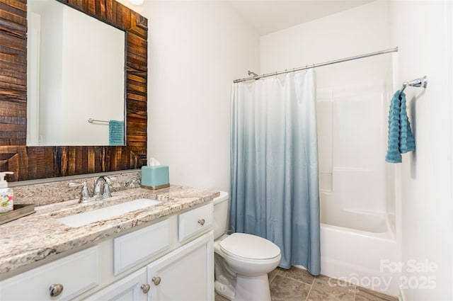 11225 Black Brant Ln, Charlotte, NC 28278 - bathroom featuring vanity, shower / bath combo with shower curtain, and tile patterned flooring
