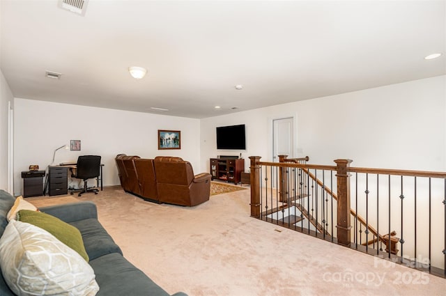 11225 Black Brant Ln, Charlotte, NC 28278 - carpeted living room with recessed lighting and a desk