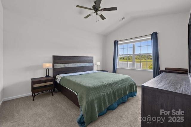 2036 Vanderlyn St, Monroe, NC 28112 - carpeted bedroom featuring vaulted ceiling and ceiling fan