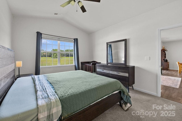 2036 Vanderlyn St, Monroe, NC 28112 - bedroom featuring lofted ceiling, ceiling fan, and carpet flooring