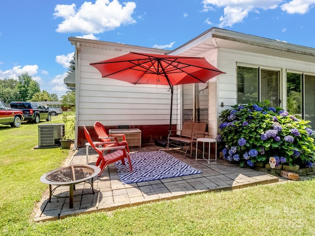 409 E 18th St, Kannapolis, NC 28083 - view of patio / terrace featuring an outdoor fire pit