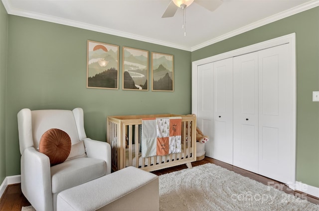 601 Pennell St NE, Lenoir, NC 28645 - sitting room with crown molding, ceiling fan, and wood finished floors