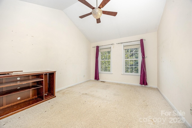 610 Mountain Pl, Albemarle, NC 28001 - unfurnished room featuring lofted ceiling, ceiling fan, and carpet floors