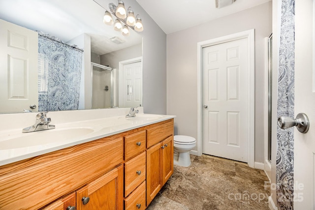 610 Mountain Pl, Albemarle, NC 28001 - full bathroom featuring double vanity and an enclosed shower
