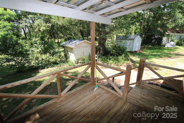 1541 Kings Rd, Shelby, NC 28150 - deck with a storage unit and a lawn