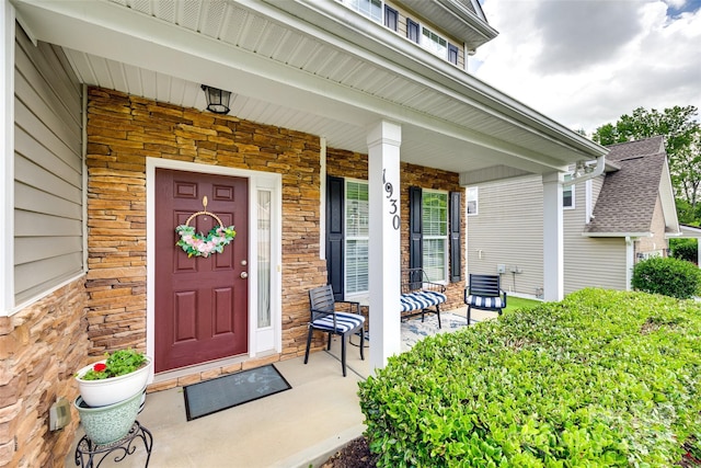 1930 Caprington Dr, Fort Mill, SC 29707 - property entrance featuring stone siding and a porch