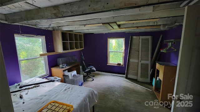 160 Cleveland Rd, Tryon, NC 28782 - bedroom with a closet and concrete flooring