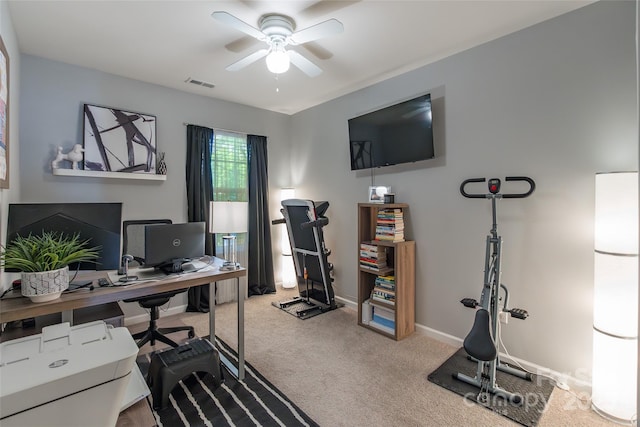 14755 Lions Paw St, Charlotte, NC 28273 - office area featuring ceiling fan and carpet