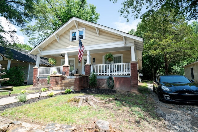 1712 Umstead St, Charlotte, NC 28205 - view of front of home featuring covered porch and a ceiling fan
