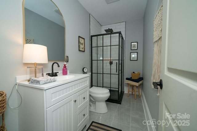 1712 Umstead St, Charlotte, NC 28205 - bathroom with vanity, a shower stall, and tile patterned flooring