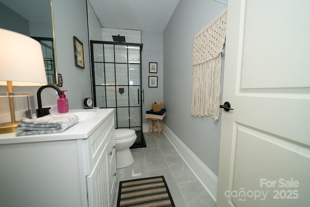 1712 Umstead St, Charlotte, NC 28205 - bathroom featuring vanity, a stall shower, and tile patterned floors
