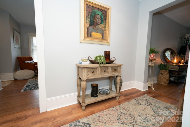 1712 Umstead St, Charlotte, NC 28205 - hallway with wood finished floors and baseboards