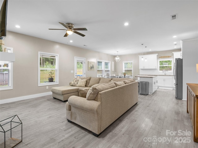 226 Oak Brook Ln Unit 21, Gaffney, SC 29341 - living area with ceiling fan, light wood-style floors, and recessed lighting