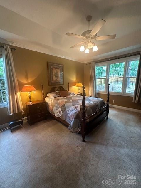 104 Whimbrel Ln, Mooresville, NC 28117 - carpeted bedroom featuring a ceiling fan and ornamental molding