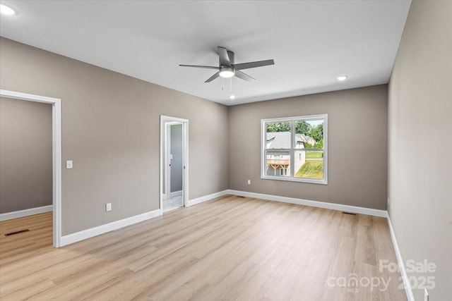 1033 12th Avenue Dr NW, Hickory, NC 28601 - empty room featuring ceiling fan, light wood-style floors, and recessed lighting
