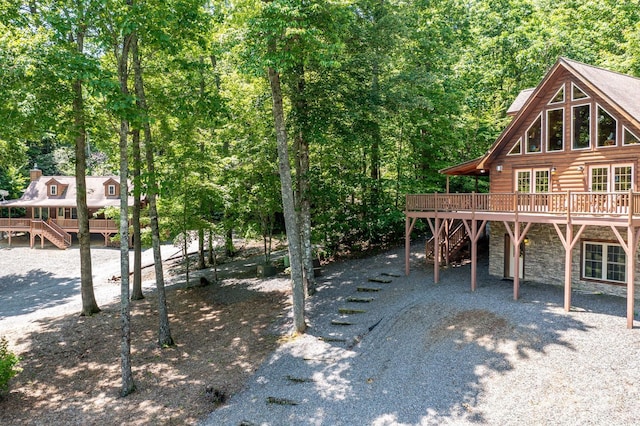 28 Upper Ridge Rd, Black Mountain, NC 28711 - view of yard with stairway and a wooden deck