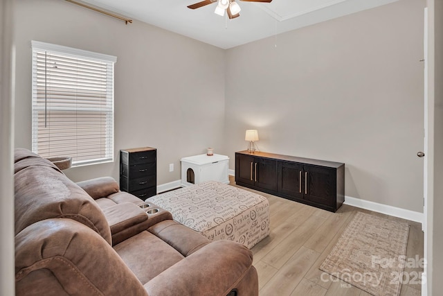 3313 Plum Dr, Monroe, NC 28110 - living area featuring ceiling fan, attic access, light wood-style floors, and plenty of natural light