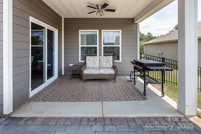 3313 Plum Dr, Monroe, NC 28110 - view of patio with a ceiling fan and outdoor lounge area