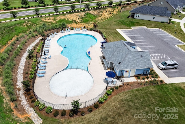 3313 Plum Dr, Monroe, NC 28110 - drone / aerial view of a pool area
