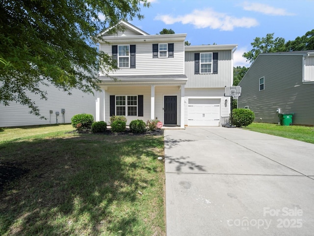 8516 Paw Valley Ln, Charlotte, NC 28214 - traditional-style home with driveway, an attached garage, a front yard, and a porch