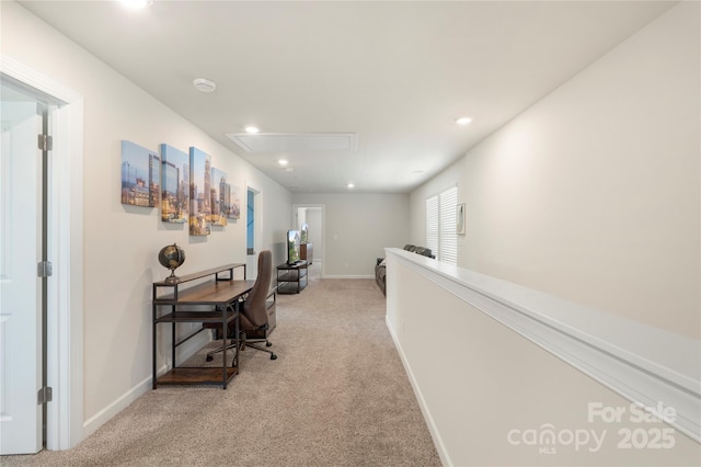 135 Orson Oaks Ln, Pineville, NC 28134 - office area featuring attic access, light carpet, and recessed lighting