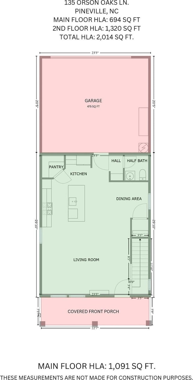 135 Orson Oaks Ln, Pineville, NC 28134 - view of room layout