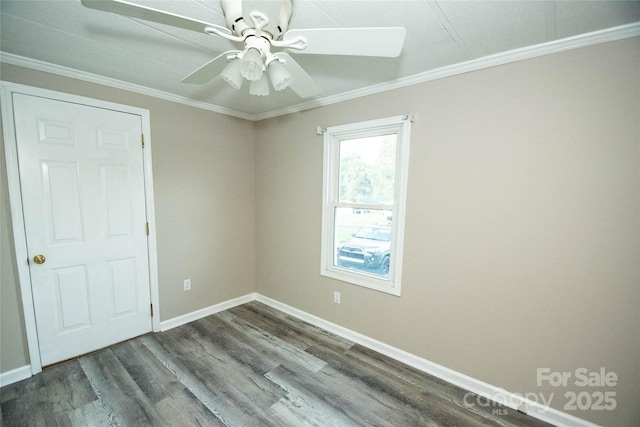 34107 Watson Rd, Albemarle, NC 28001 - spare room with a ceiling fan, wood finished floors, and crown molding