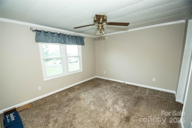 34107 Watson Rd, Albemarle, NC 28001 - carpeted spare room with ornamental molding and a ceiling fan