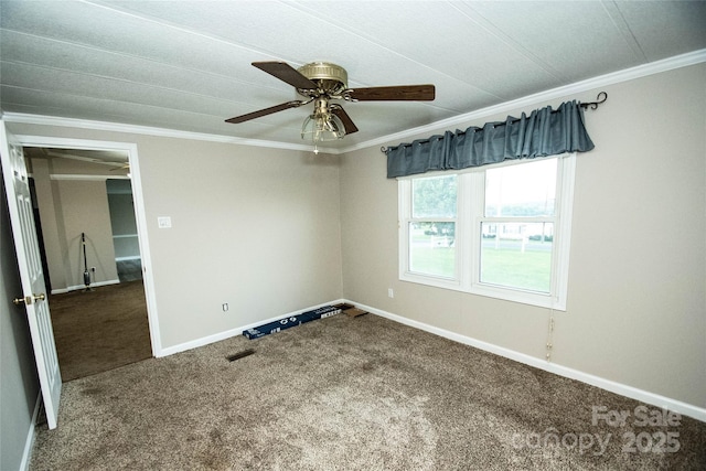 34107 Watson Rd, Albemarle, NC 28001 - carpeted spare room featuring ornamental molding and a ceiling fan