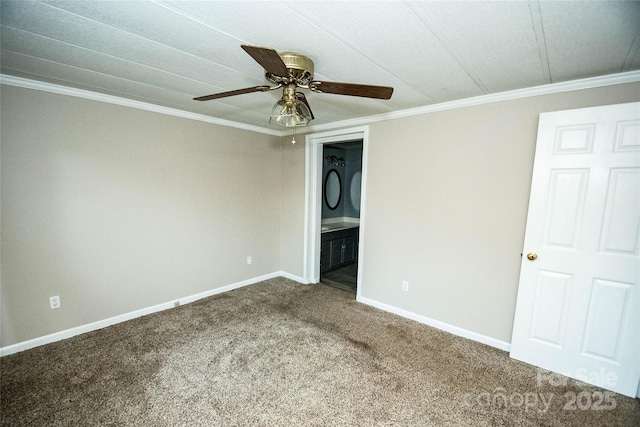 34107 Watson Rd, Albemarle, NC 28001 - unfurnished bedroom with carpet, crown molding, ensuite bath, and ceiling fan