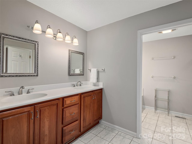 189 Cove Loop Rd, Hendersonville, NC 28739 - full bathroom featuring double vanity and marble look tile flooring